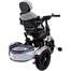 Tricicleta pentru copii cu scaun rotativ, copertina, cos, maner parental, suport picioare pliabil, culoare gri