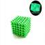 Joc Puzzle Antistres NeoCube cu 216 Bile Magnetice fosforescente, culoare verde, Diametru 5mm