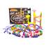 Set constructie Domino, 228 elemente, cu tobogane, piste si obstacole, multicolor