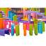 Set constructie Domino, 228 elemente, cu tobogane, piste si obstacole, multicolor