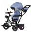 Tricicleta cu scaun rotativ, maner parental, copertina, roti din cauciuc, suport picioare pliabil, culoare gri