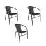 Set 3 scaune Rattan si Metal pentru Curte, Gradina, Terasa sau Balcon, Stivuibil, Culoare Negru