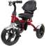 Tricicleta pentru copii cu scaun rotativ, copertina, cos, maner parental, suport picioare pliabil, culoare rosu