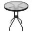 Set Masa rotunda din metal cu blat de sticla, diametru 60cm, culoare negru cu 2 scaune din ratan, culoare negru