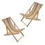 Set 2 Scaune pliabile tip sezlong pentru plaja, gradina sau camping, cadru din lemn, culoare Galben/Maro