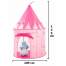 Cort de joaca pliabil tip castel pentru copii, cu usa si fereastra, 125x105cm, roz