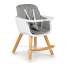 Scaun de masa inaltator pentru copii si bebe 2in1, cu centura de siguranta si picioare din lemn, culoare gri