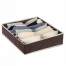 Organizator pliabil pentru sertar cu 7 compartimente pentru sosete, cravate, curele sau lenjerie de corp, 30x30x10cm, maro