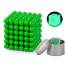 Joc Bile Magnetice NeoCube Antistres, 216 piese, Diametru Bile 5mm, verde fluorescent