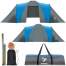 Cort Camping Impermeabil pentru 6 Persoane, cu 2 compartimente si husa depozitare, 210x200cm, Albastru/Gri