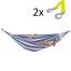 Hamac dublu XXL, pentru curte sau gradina, 150x200 cm, 200kg, alb/albastru cu 2xFranghie suspendare hamac, lungime 1 m, carlige prindere metal