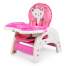 Scaun de masa inaltator pentru copii si bebe 2in1, cu centura de siguranta si spatar reglabil, roz