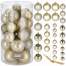 Set 30 Globuri de Craciun pentru Brad cu agatatori, din Plastic, diametru 4/5/6 cm, gold