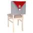Husa decorativa pentru spatar scaun model Mos Craciun, 50x62 cm, culoare gri/rosu