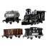 Set Tren Locomotiva cu Abur si Cale Ferata de Rulare pentru Copii, Lungime 5m, 8xAA, culoare negru/maro