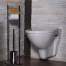 Suport pentru hartie igienica cu perie wc, metal si bambus, crom, 75.5 cm, Springos MART-TB0003