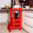 Inaltator multifunctional/ajutor de bucatarie pentru copii, ajustabil, lemn, rosu, 39x52x90 cm, Springos MART-KCH01RED