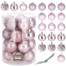 Set 20 Globuri de Craciun pentru Brad, din Plastic, diametru 6 cm, culoare Roz