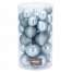 Set 30 Globuri de Craciun pentru Brad, din Plastic, diametru 4-6 cm, culoare Albastru deschis
