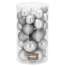 Set 30 Globuri de Craciun pentru Brad, din Plastic, diametru 4-6 cm, culoare Argintiu