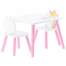 Set mobilier copii, model ponei si curcubeu, alb-roz, lemn + MDF, 55x55x43 cm, Chomik MART-PHO4614