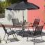 Set mobilier gradina/terasa, gri, 1 masa, 4 scaune, 1 umbrela, Leticia Grey MART-802099