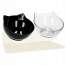Castron, bol, pentru caine, pisica, dublu, cu suport, plastic, alb si negru, model pisica, 2x13 cm MART-PA0192