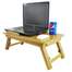 Masa din bambus reglabila pentru laptop cu picioare pliabile, sertar si aerisire 50x30cm