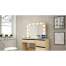 Masa de toaleta/machiaj + Scaun stil scandinav, Artool, stejar, cu oglinda si LED-uri, 94x43x141 cm MART-107464S