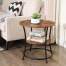Masa pentru sufragerie/living, Artool, rotunda, pal, metal, cu raft depozitare, maro rustic si negru, 55x55 cm MART-2243_1