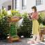 Jardiniera decorativa cu suport pentru plante cataratoare, lemn, 2 nivele, tip butoi, 45x35x112 cm MART-AR168646