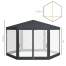 Pavilion/foisor pentru gradina/terasa, cadru metalic, cu plasa de tantari, gri inchis, 3.94x3.94x2.5 m MART-AR211854