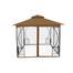 Cort Pavilion 3x3m Premium pentru Curte sau Gradina cu Pereti tip Plasa Anti Insecte, Culoare Maro