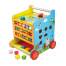 Antepremergator tip Cub Multifunctional din Lemn cu Tabla de Scris, Accesorii si Abac pentru Copii