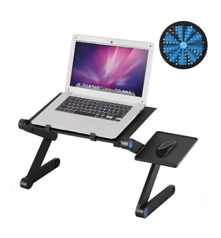 marketing rotary vowel Masa de laptop din aluminiu, cooler incorporat si suport lateral pentru  mouse - ManiaMall