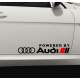 Set Stickere auto caroserie Powered by Audi, scris alb, 2buc