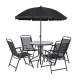 Set mobilier gradina/terasa, gri, 1 masa, 4 scaune, 1 umbrela, Leticia Grey MART-802099