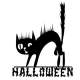 Decoratiune metalica de perete Krodesign Scary Cat Halloween, Inaltime 60 cm, negru FMG-KRO-1246