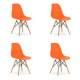 Set 4 scaune stil scandinav, Artool, Osaka, PP, lemn, portocaliu si natur, 46x54x81 cm MART-3608_1S