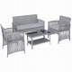 Set mobilier gradina/terasa, gri deschis, 1 masa, 2 scaune, 1 canapea, Jumi MART-OM-281905