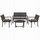 Set mobilier gradina/terasa, negru si natur, 1 masa, 2 scaune, 1 canapea, Jumi MART-OM-967670