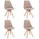Set 4 scaune bucatarie/living,  Jumi, saida, catifea, lemn, bej si natur, 49x52x83 cm MART-SD-324237S