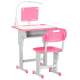 Birou cu scaun pentru copii 6-12 ani, inaltime reglabila, PP, MDF, otel, lampa USB, roz MART-AR120033