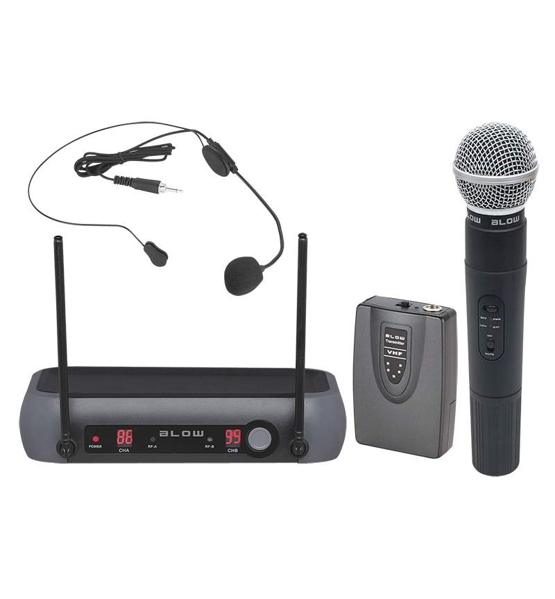 form lightweight fake Set Microfon Wireless, Casti cu Microfon si Receiver 2 canale, Raza  Acoperire 50m, Blow - ManiaMall
